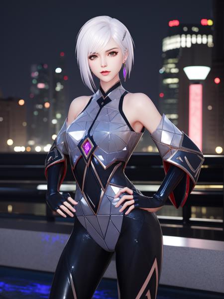 00199-2321859001-WZRYjingYP, 1girl, solo, fingerless gloves, jewelry, earrings, standing, looking at viewer, white hair, bare shoulders, short ha.png